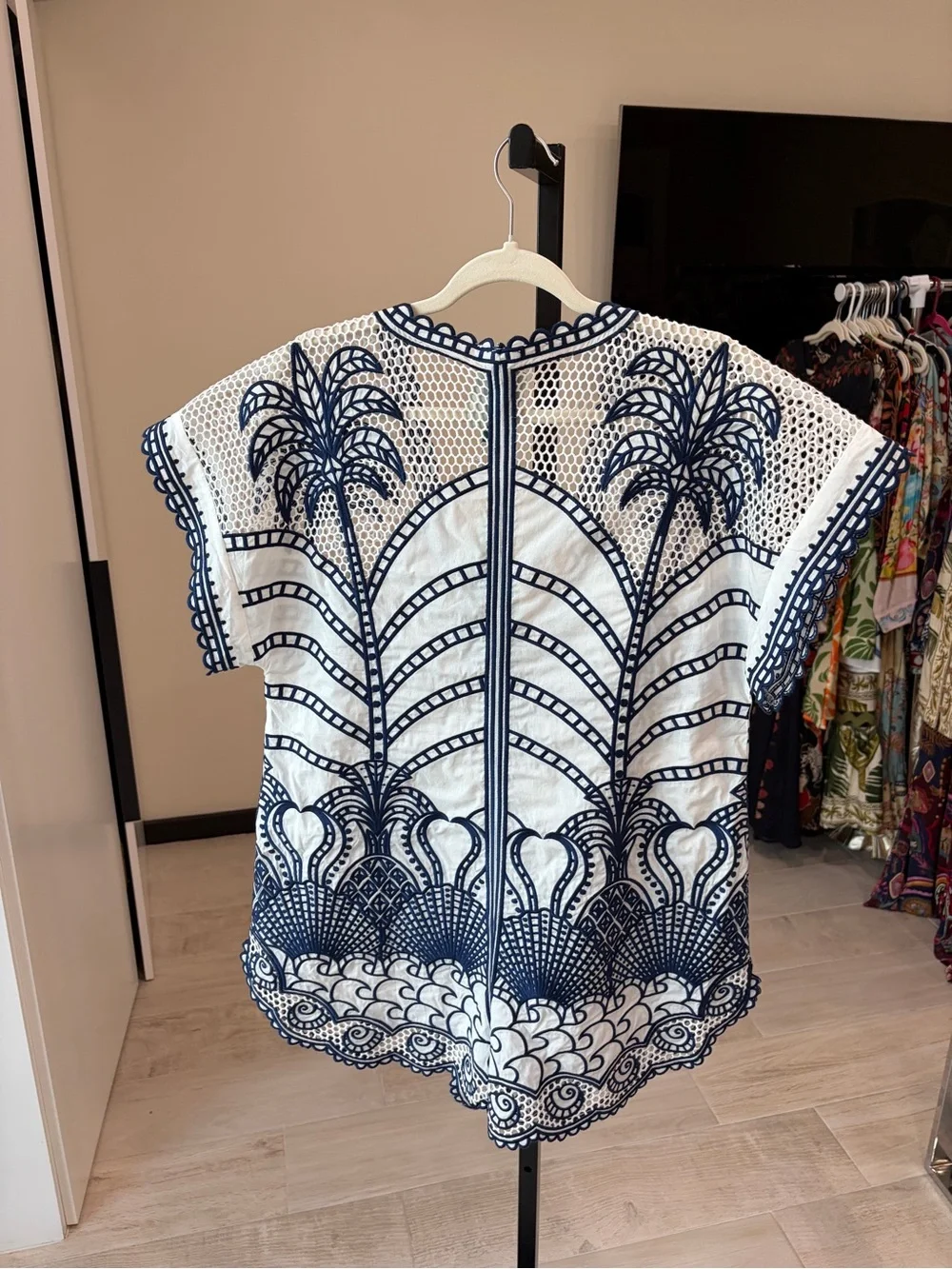 Farm Rio: Blue Richelieu Plunging Neck Romper